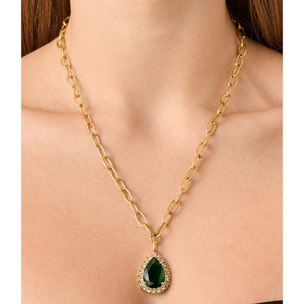 Metta Gold Necklace - Emerald Green /Golden