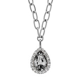 Metta Shiny Silver Necklace - Grey /Crystal