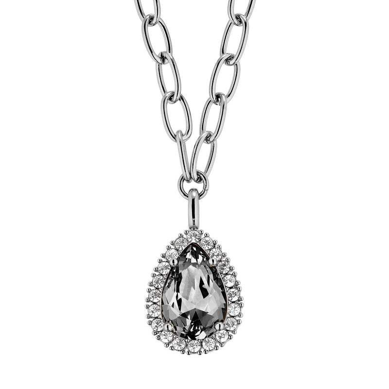 Metta Shiny Silver Necklace - Grey /Crystal