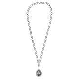 Metta Shiny Silver Necklace - Grey /Crystal