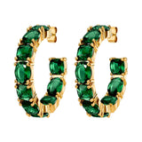 Gretia Gold Earrings - Emerald Green