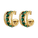 Helen Gold Earrings - Emerald Green