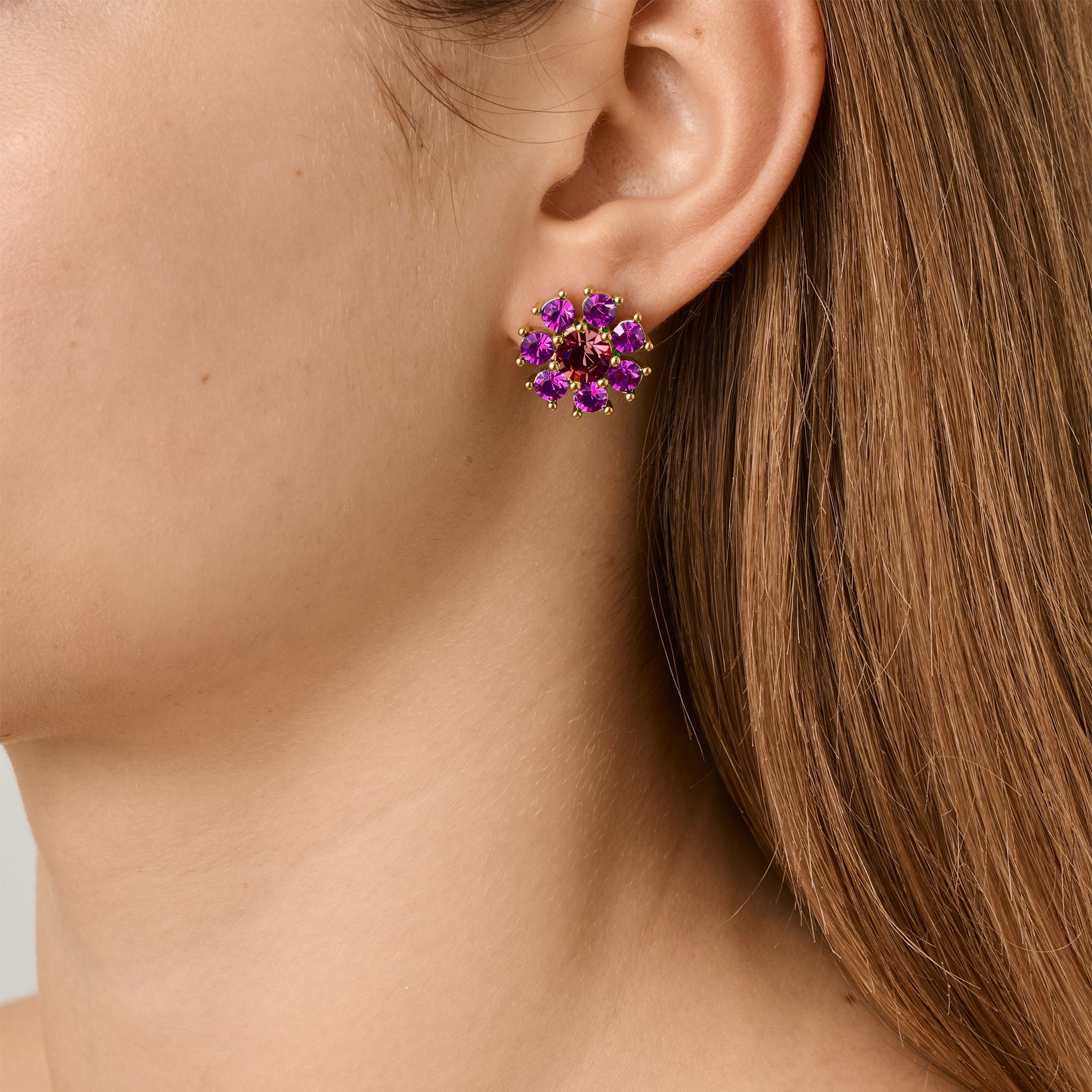 Aude Gold Earrings - Pink /Wine