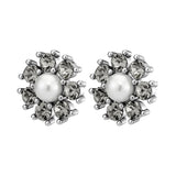 Aude Shiny Silver Earrings - Grey / White Pearl