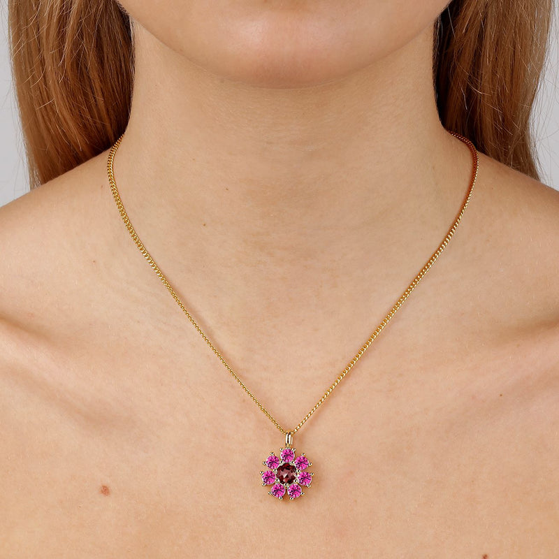 Delise Gold Necklace - Pink /Wine