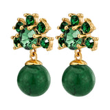 Veronica Gold Earrings - Emerald Green