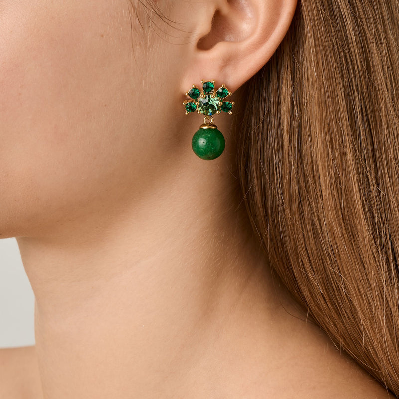 Veronica Gold Earrings - Emerald Green