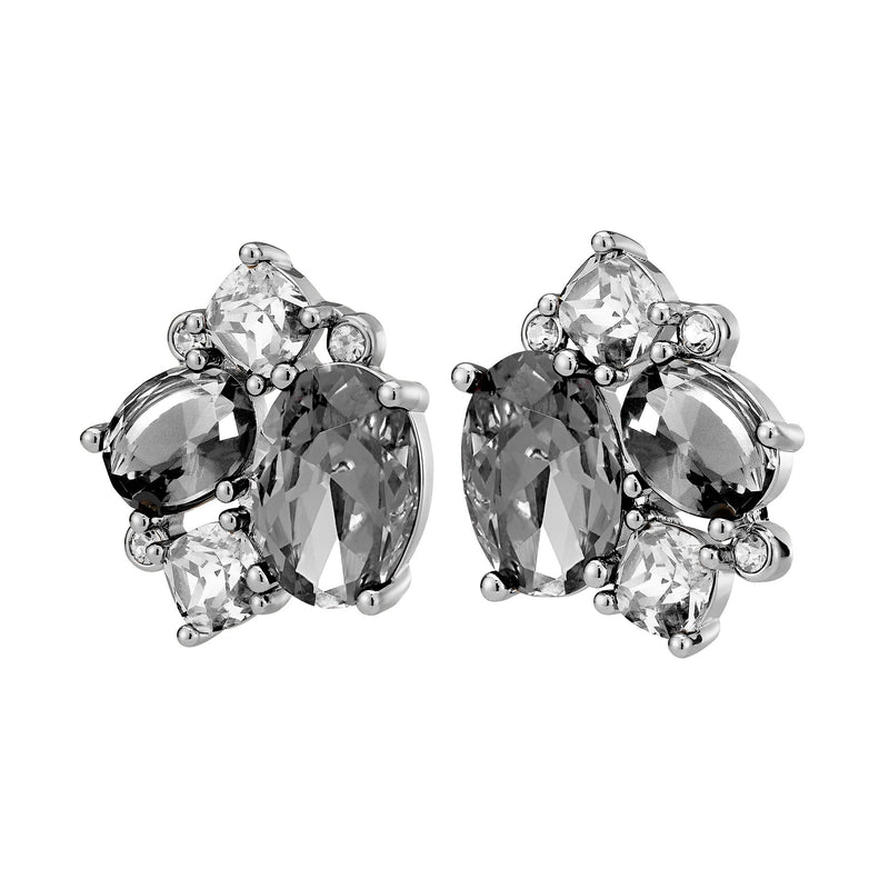 Emma Shiny Silver Earrings - Grey