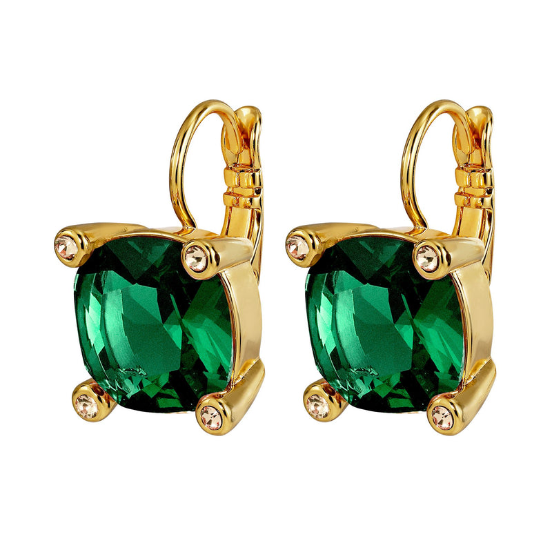 Tana Gold Earrings - Emerald Green