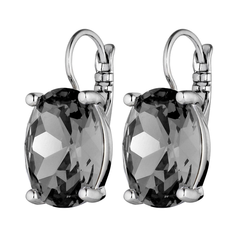 Chantal Shiny Silver Earrings - Grey