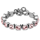 Conian Shiny Silver Tennis Bracelet - Vintage Rose