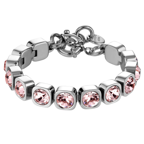 Conian Shiny Silver Tennis Bracelet - Vintage Rose