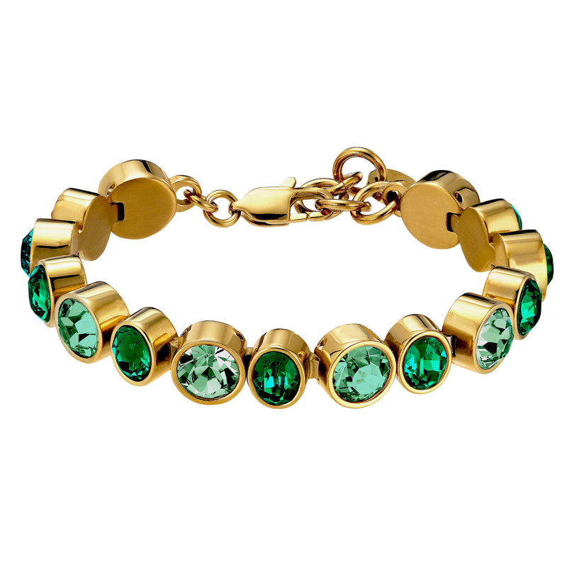 Elaine Gold Tennis Bracelet - Emerald Green Mix