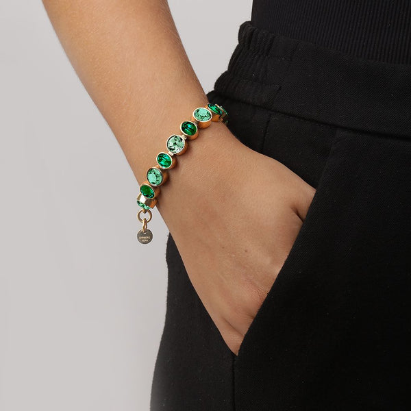 Elaine Gold Tennis Bracelet - Emerald Green Mix