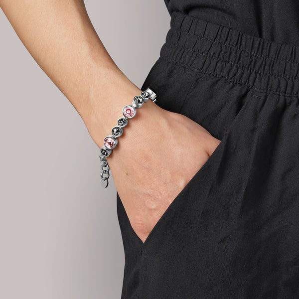 Calice Shiny Silver Bracelet - Vintage Rose /Grey