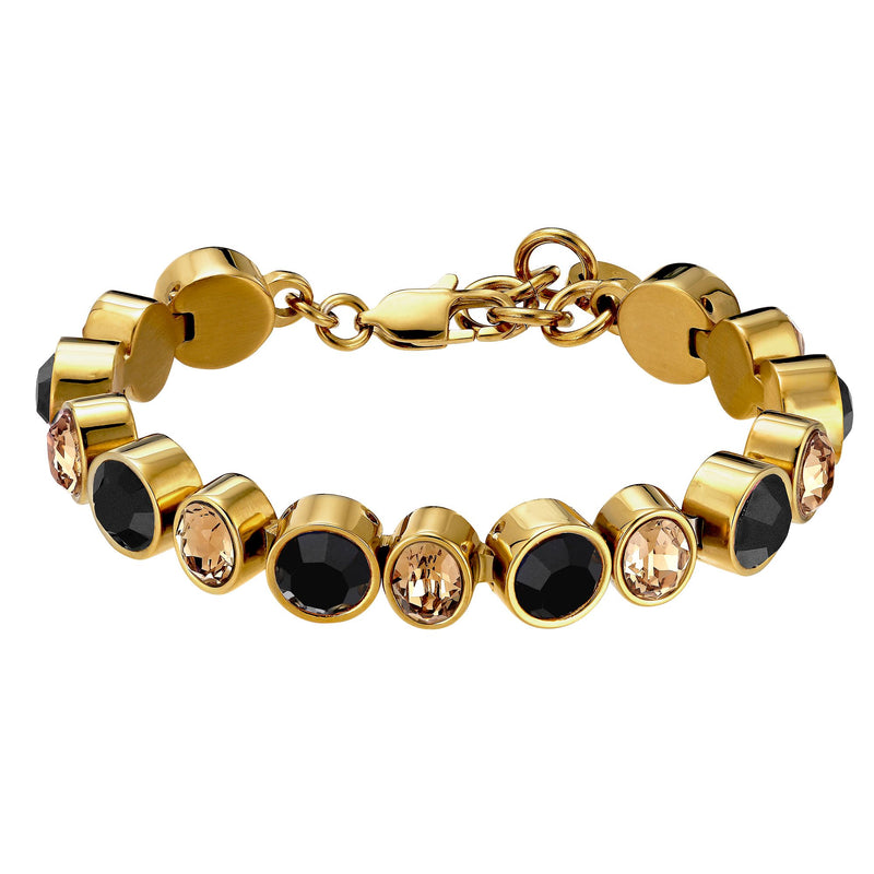 Elaine Gold Tennis Bracelet - Black /Golden