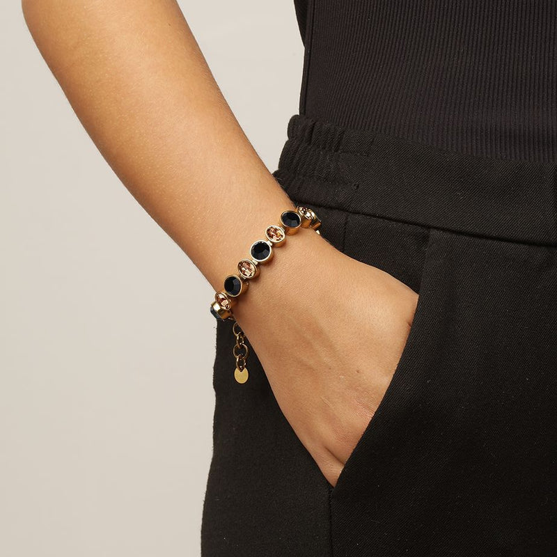 Elaine Gold Tennis Bracelet - Black /Golden