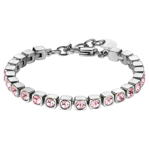 Cory Shiny Silver Tennis Bracelet - Vintage Rose
