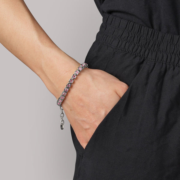 Cory Shiny Silver Tennis Bracelet - Vintage Rose