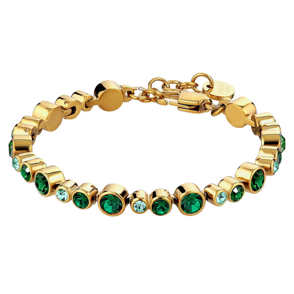 Teresia Gold Tennis Bracelet - Emerald Green Mix