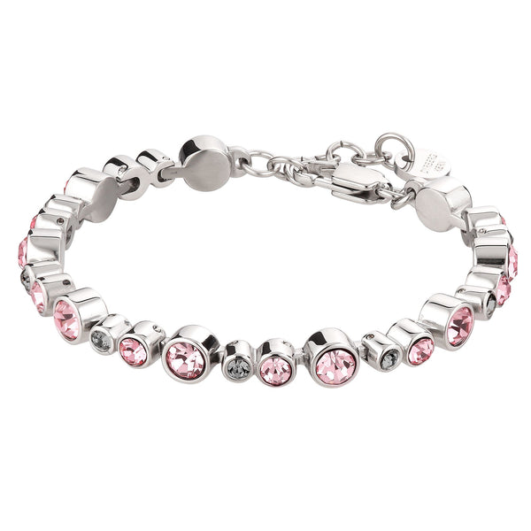 Teresia Shiny Silver Tennis Bracelet - Vintage Rose /Grey
