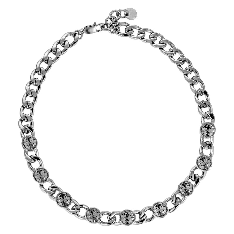 Camela Shiny Silver Necklace - Grey