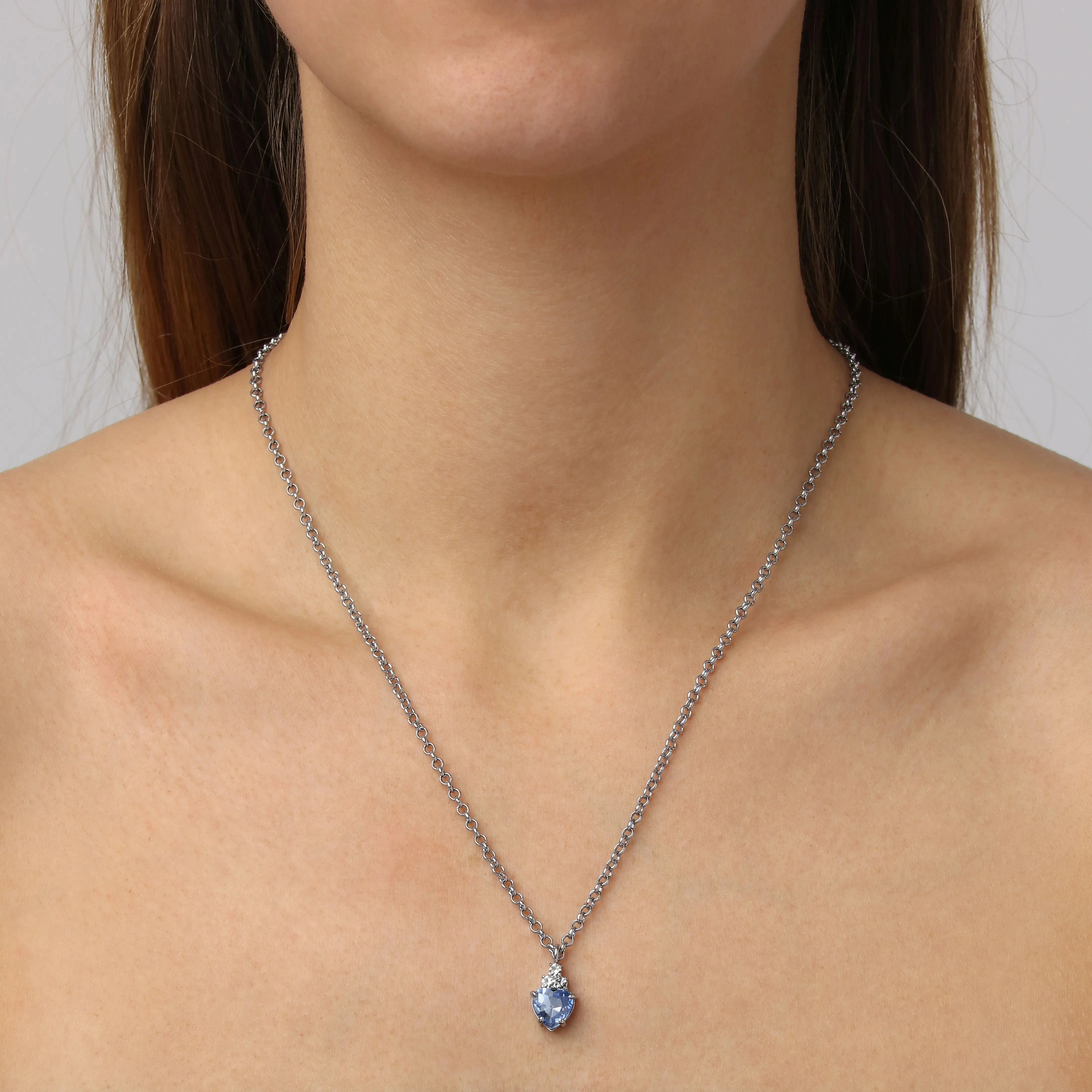 Spira Shiny Silver Pendant Necklace, Light Blue Dyrberg/Kern NZ
