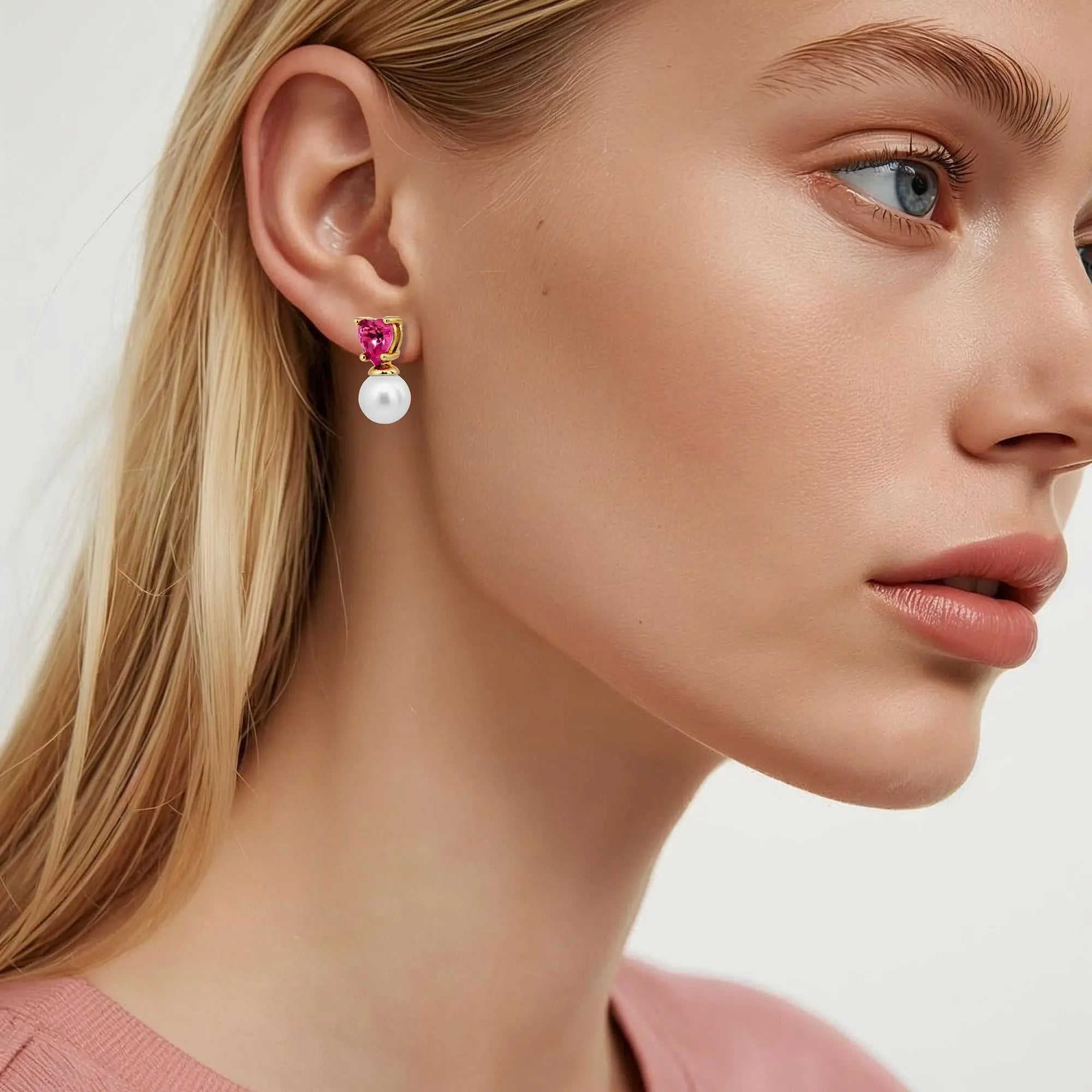 Emo Gold Earrings, Rose / White Pearl Dyrberg/Kern NZ