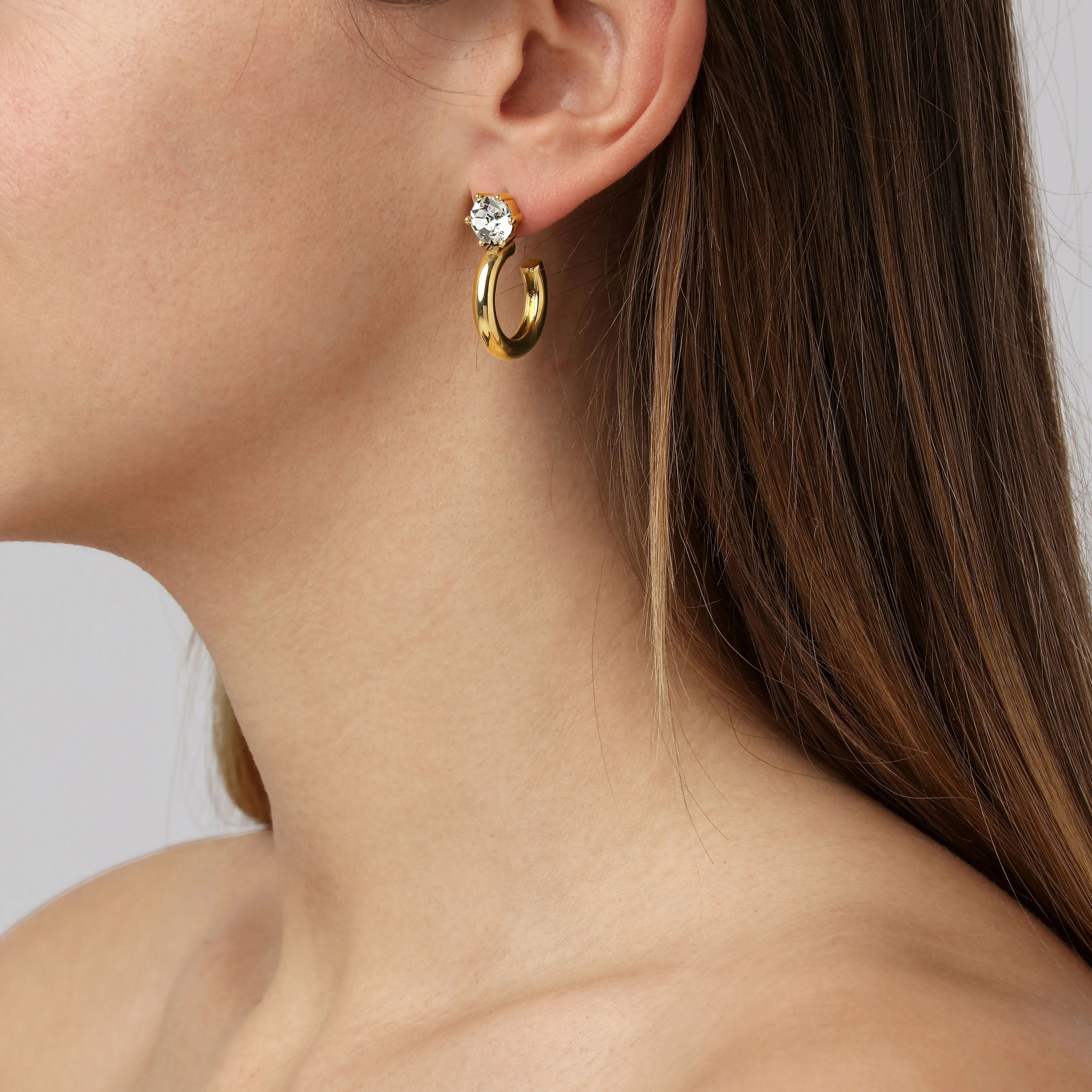 Quinte Gold Hoop Earrings, Crystal Dyrberg/Kern NZ