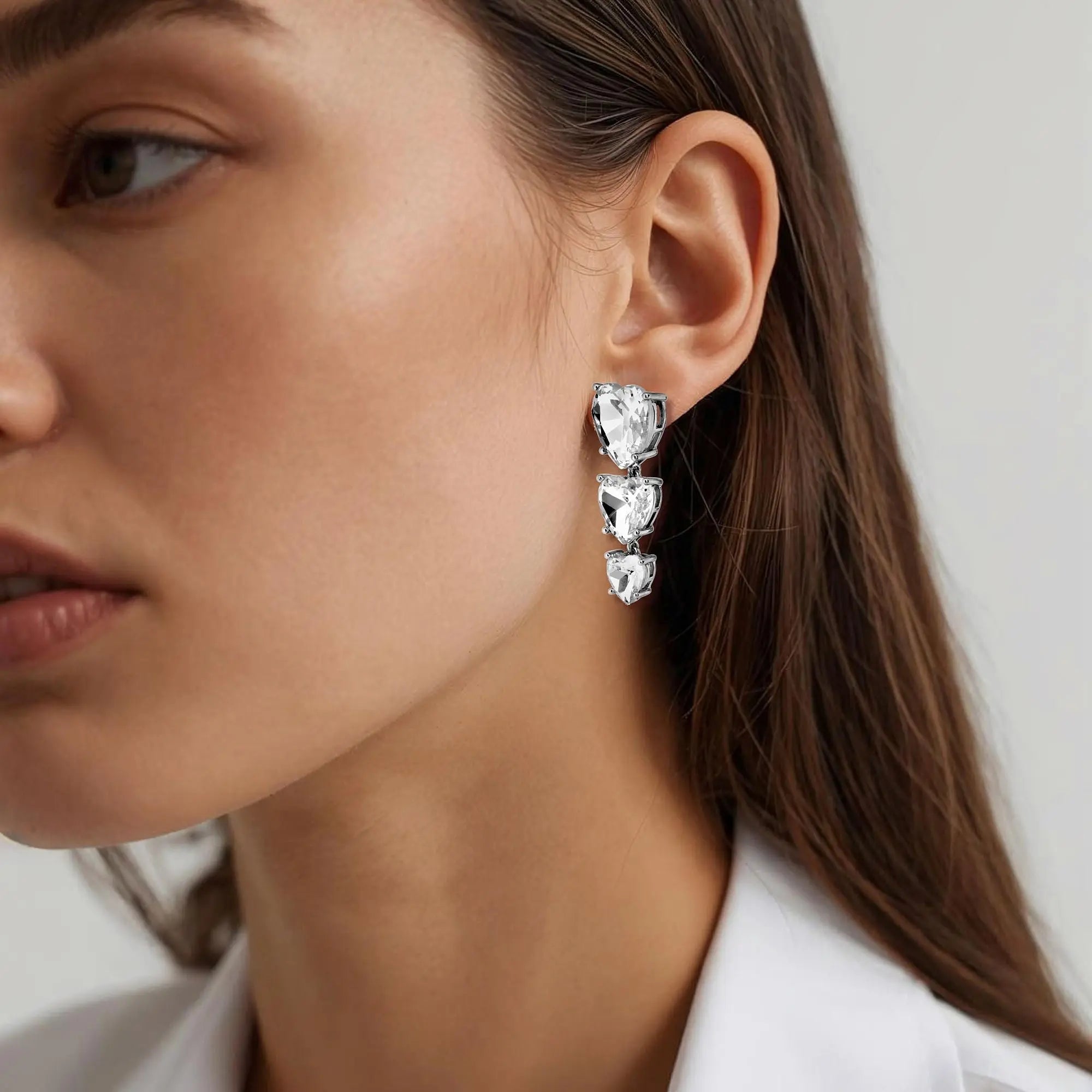 Sanctu Shiny Silver Drop Earrings, Crystal Dyrberg/Kern NZ