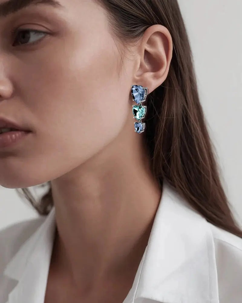 Sanctu Shiny Silver Drop Earrings, Light Blue Dyrberg/Kern NZ