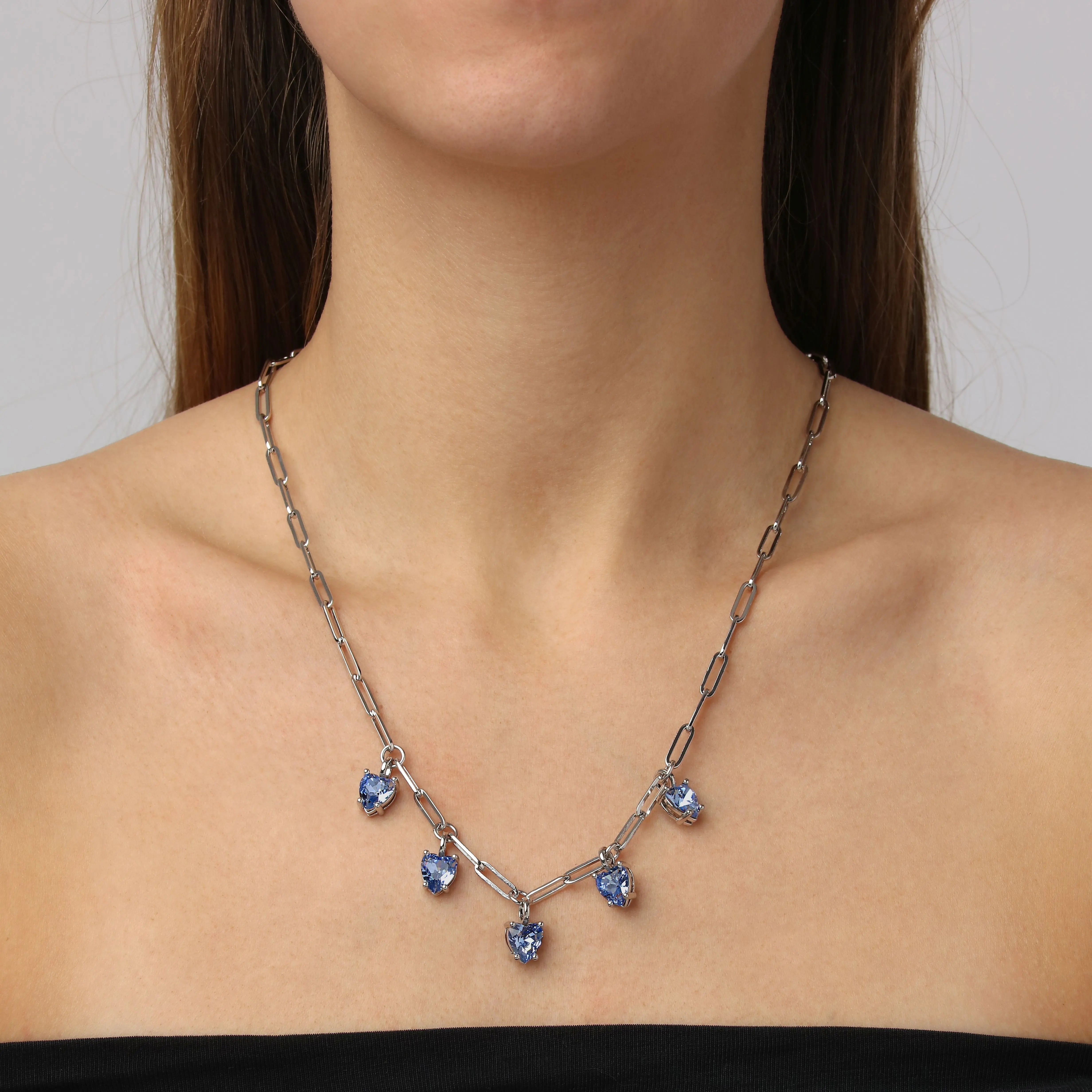 Soul Shiny Silver Chain Necklace, Light Blue Dyrberg/Kern NZ