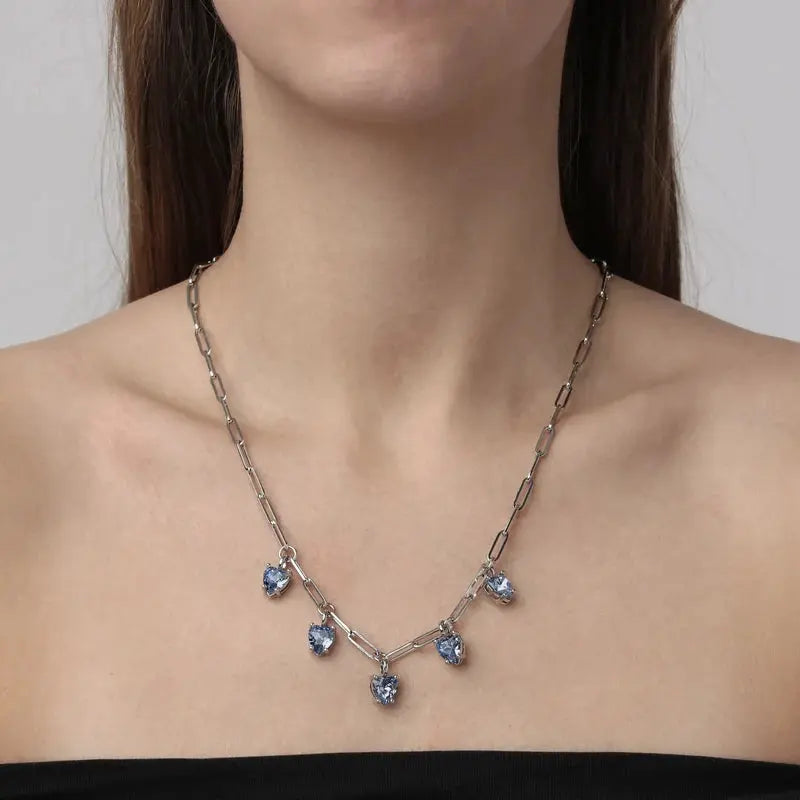 Soul Shiny Silver Chain Necklace, Light Blue Dyrberg/Kern NZ