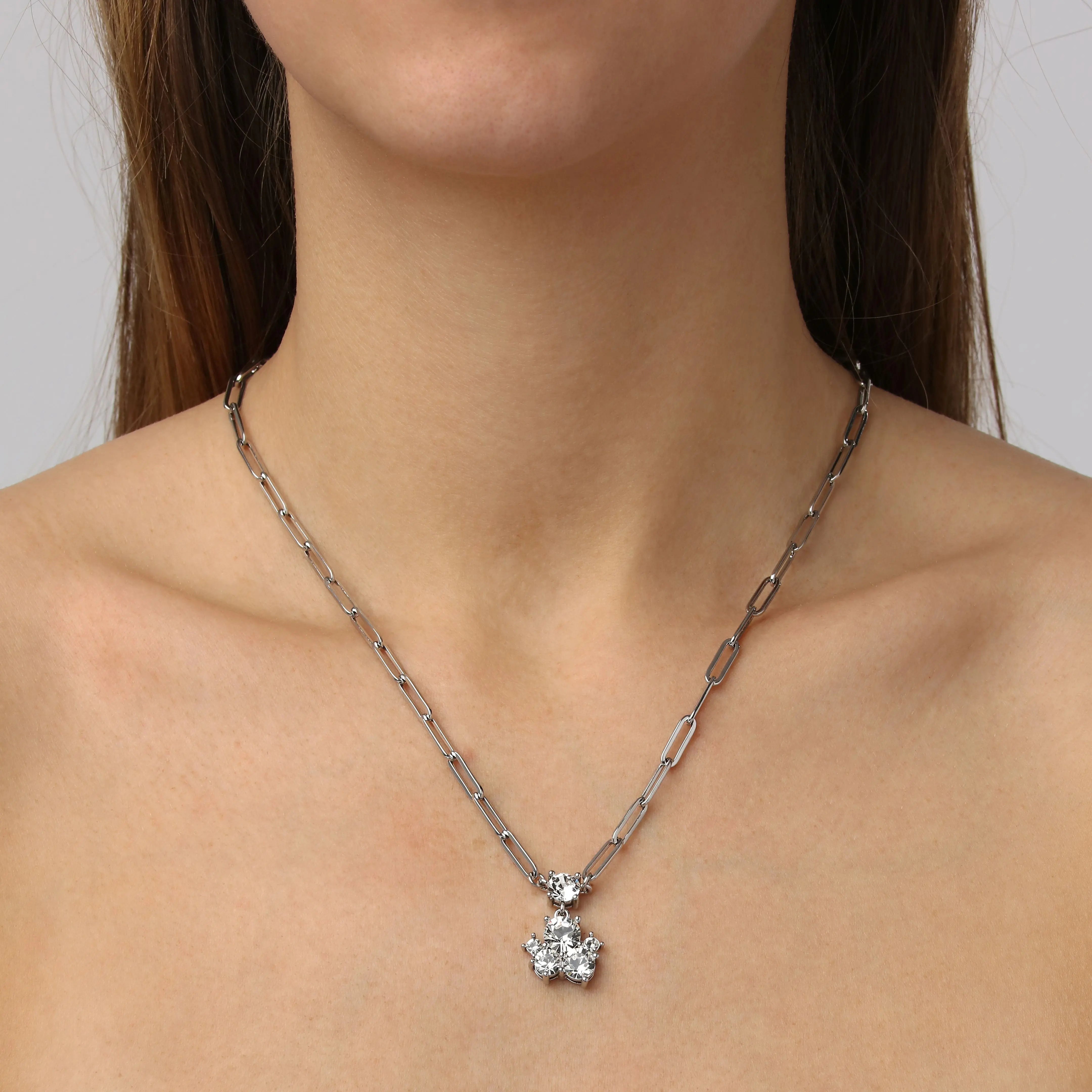 Tanzy Shiny Silver Pendant Necklace, Crystal Dyrberg/Kern NZ