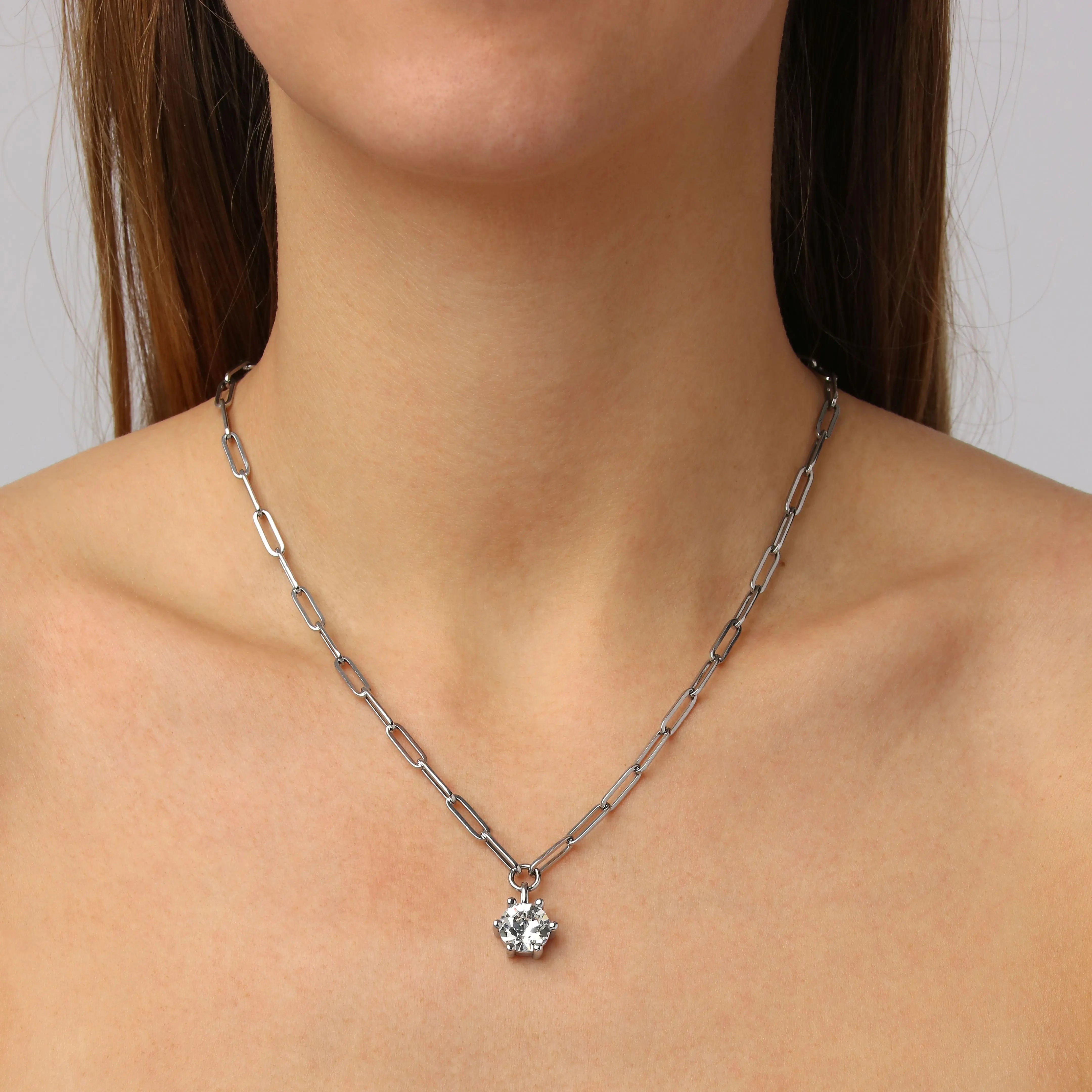 Tessa Shiny Silver Pendant Necklace, Crystal Dyrberg/Kern NZ