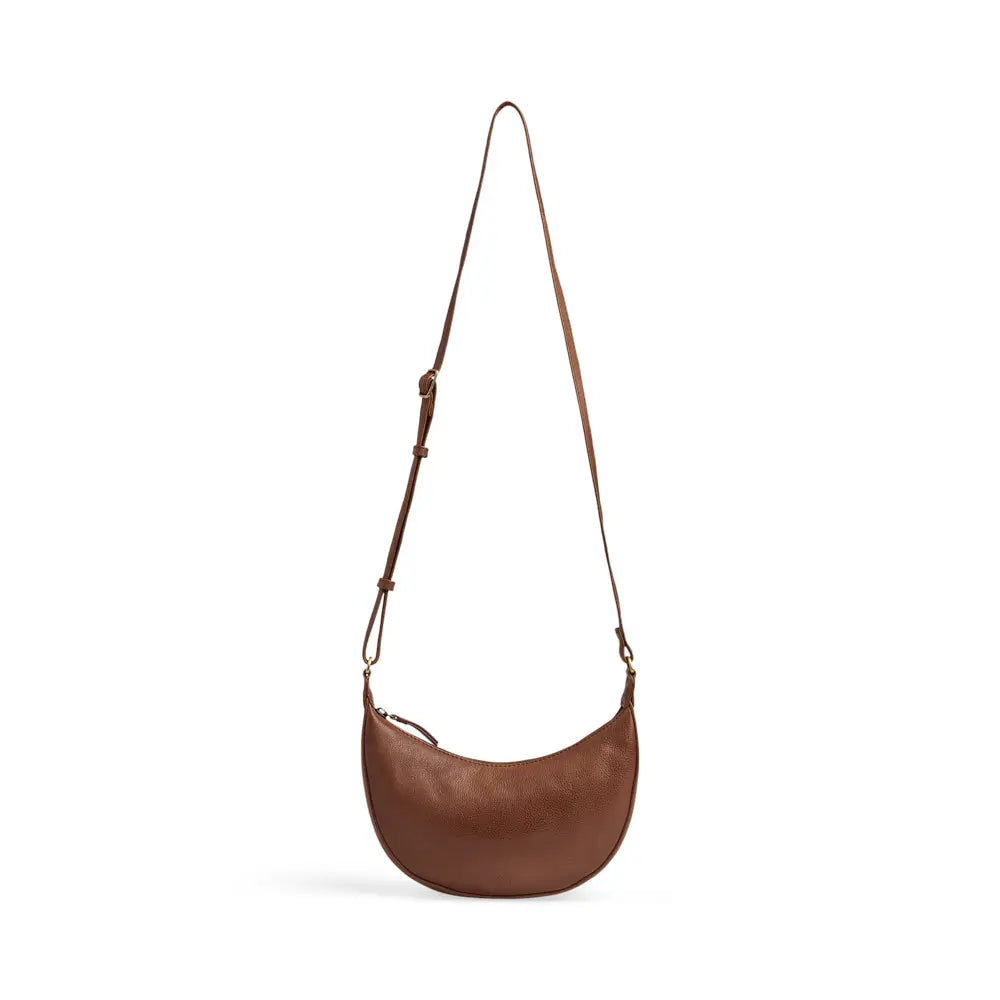 Cognac Coloured Leather Crossbody Bag