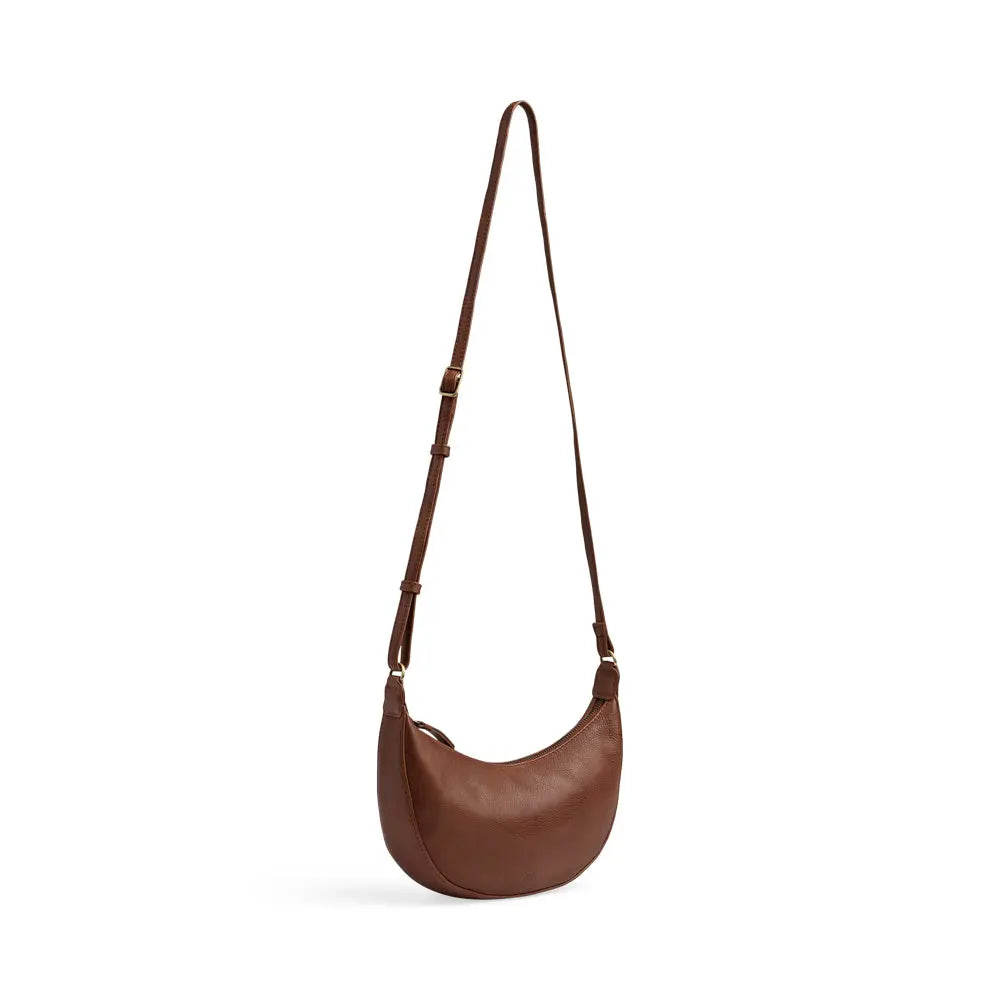 Cognac Coloured Leather Crossbody Bag