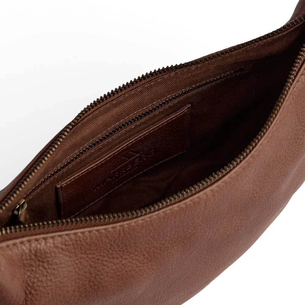 Cognac Coloured Leather Crossbody Bag