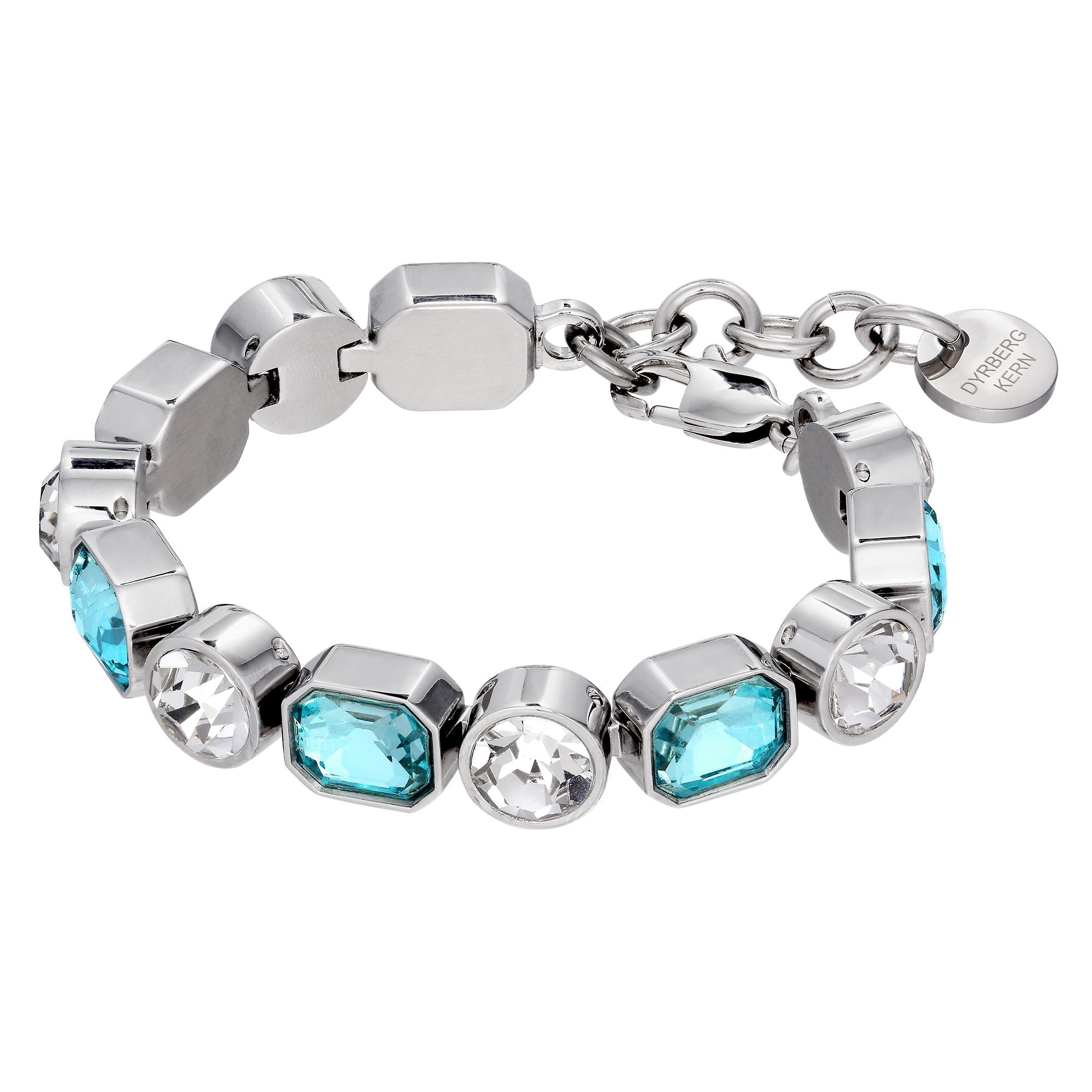 Alaya Shiny Silver Bracelet - Aqua / Crystal