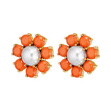 Aubra Gold Earrings - Coral / Peach