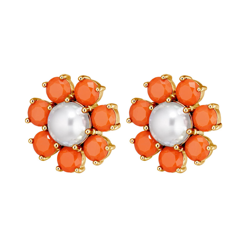 Aubra Gold Earrings - Coral / Peach