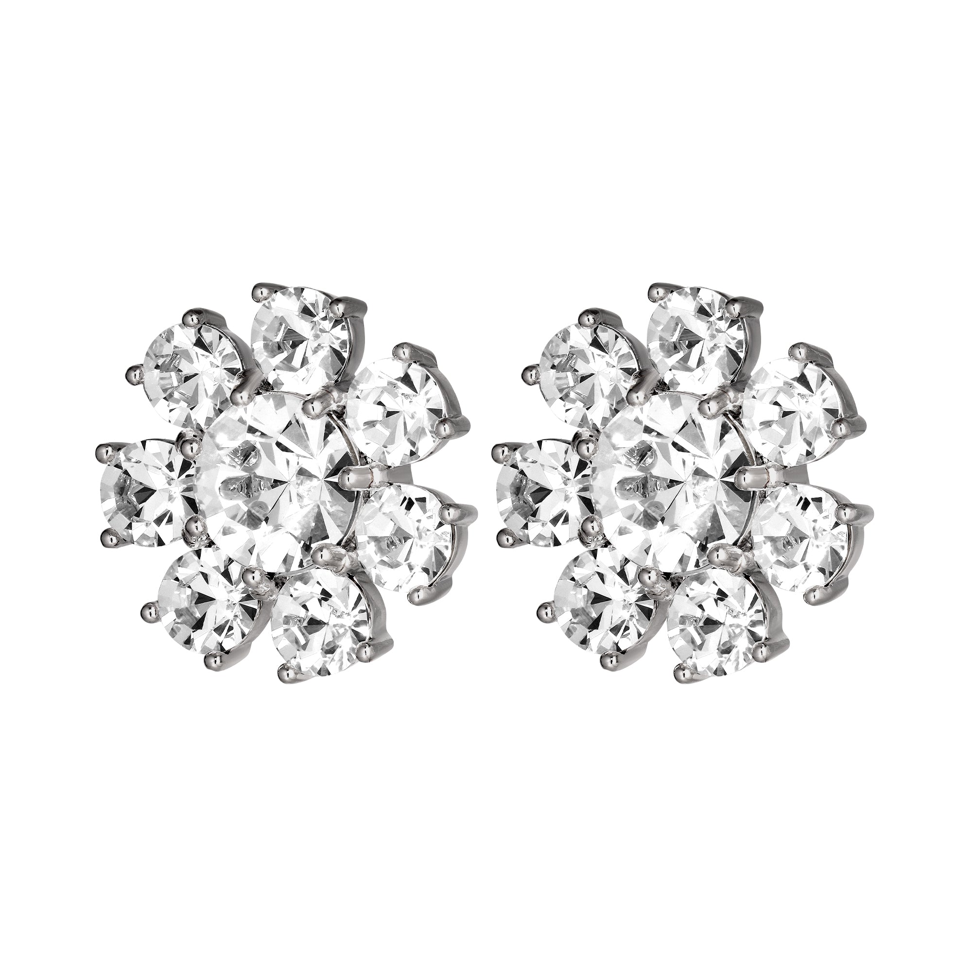 Aubra Shiny Silver Earrings - Crystal