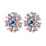 Aude Shiny Silver Earrings - Light Blue / Rose