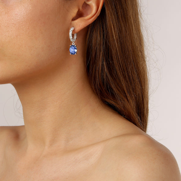 Barbara Shiny Silver Earrings - Light Blue