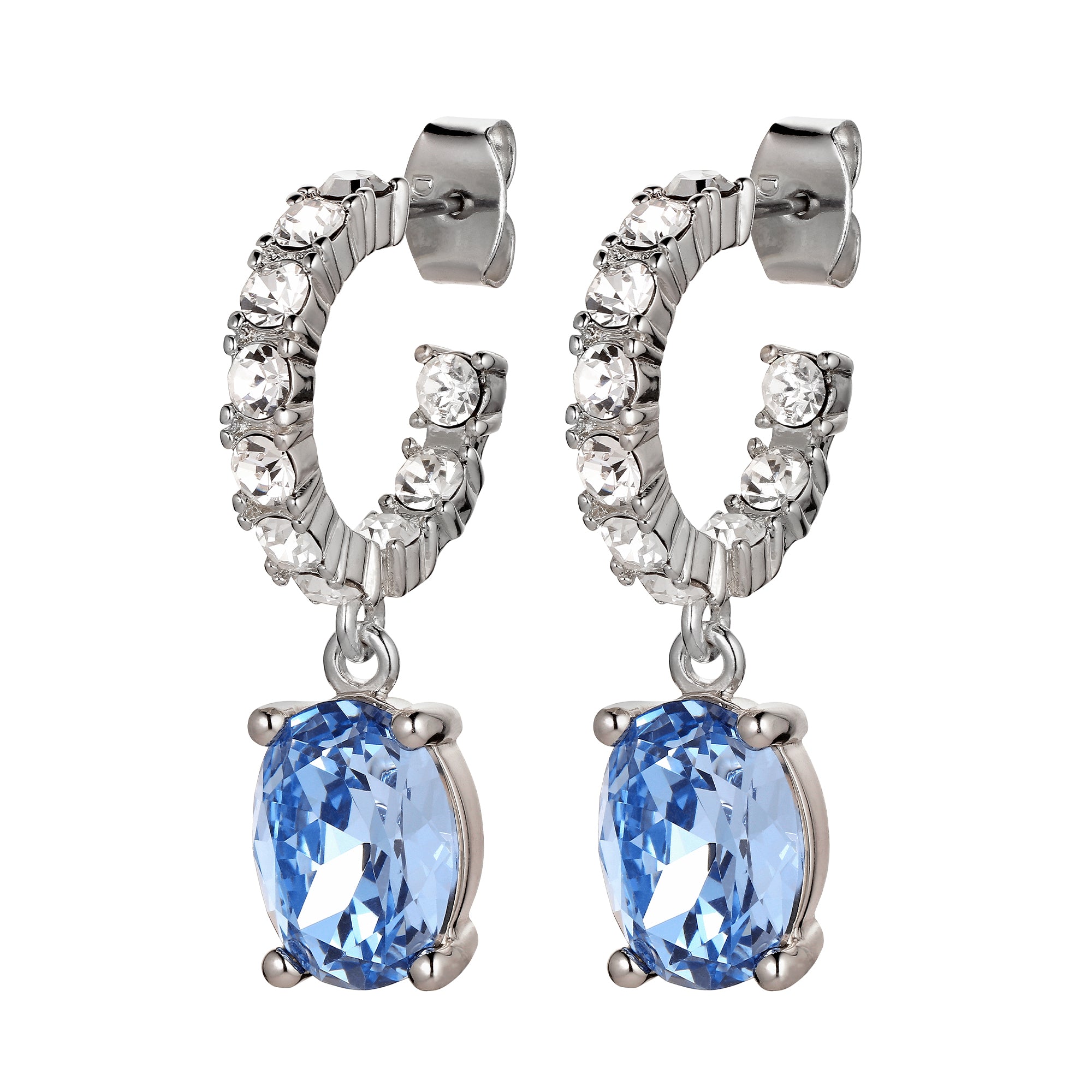 Barbara Shiny Silver Earrings - Light Blue