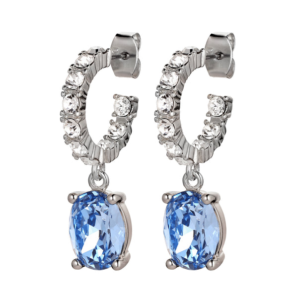 Barbara Shiny Silver Earrings - Light Blue