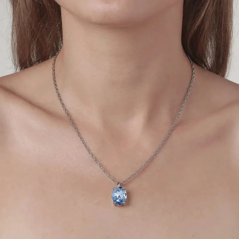 Barga Shiny Silver Necklace - Light Blue Dyrberg/Kern NZ