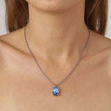 Barga Shiny Silver Necklace - Light Blue