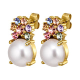 Beckia Gold Earrings - Pastel Multi / White Pearl