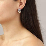 Beckia Shiny Silver Earrings - Golden / Crystal